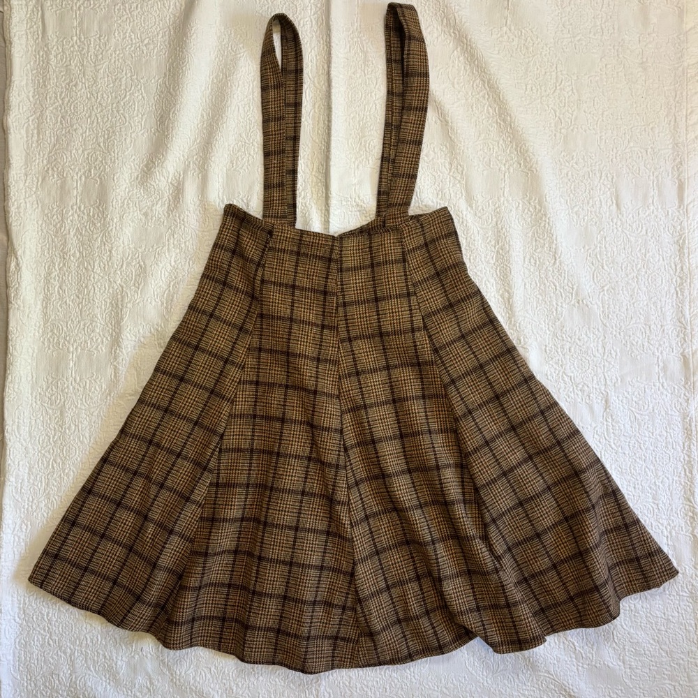 Plaid Brown Suspender Skirt
